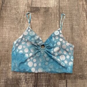 Urban‎ Renewal UO Y2K Blue Crop Top Tank Polka Dots Women's Medium